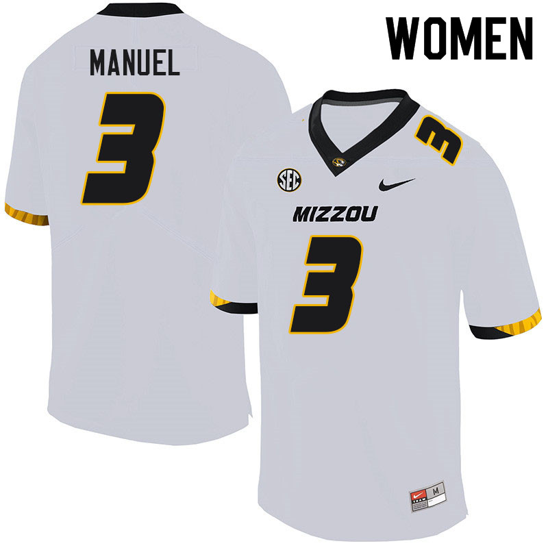 Women #3 Martez Manuel Missouri Tigers College Football Jerseys Sale-White - Click Image to Close